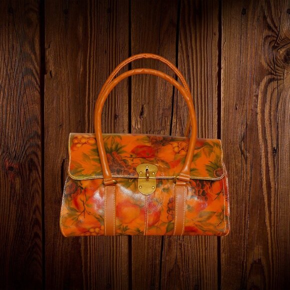 Patricia Nash Rare Fruit & Floral Leather Satchel – Hand-Painted Italian Leather - Picture 2 of 10